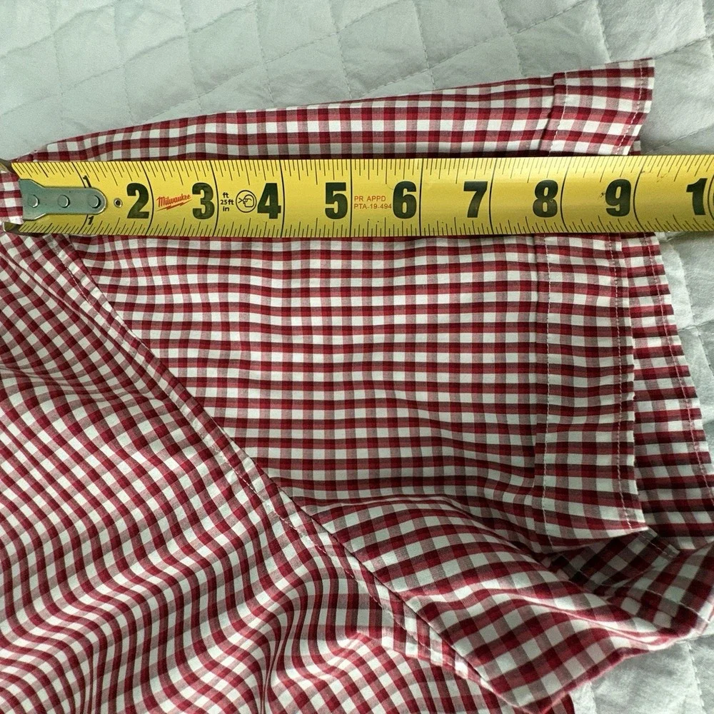 Banana Republic Camden 100% CottonShirt Red White Short Sleeve Button Up Mens LG